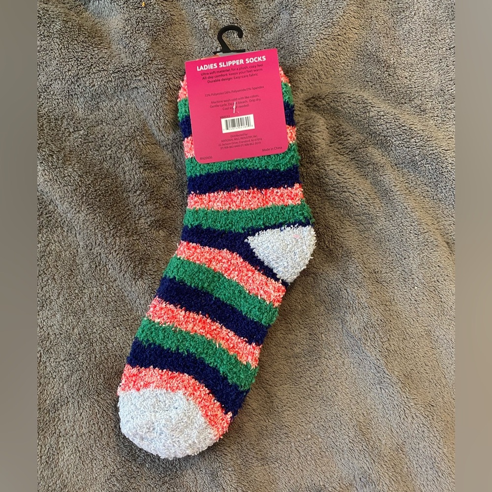 Colorful Striped Fuzzy Socks - Picture 2 of 2
